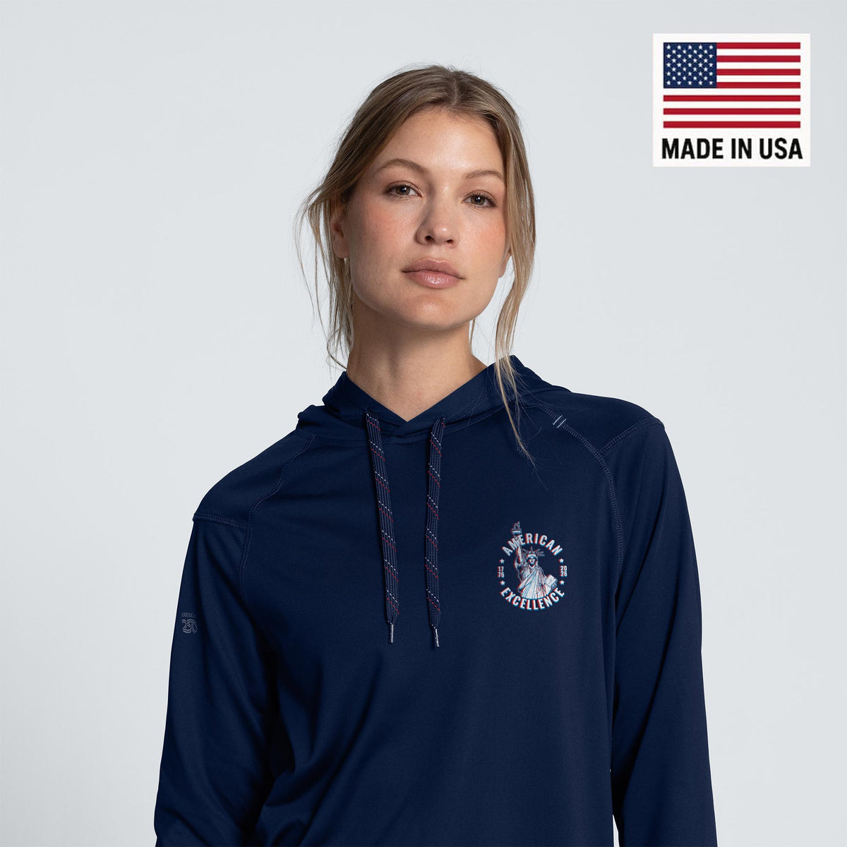 Folds of Honor Women's UPF 50+ Hooded Sun Shirt – America250