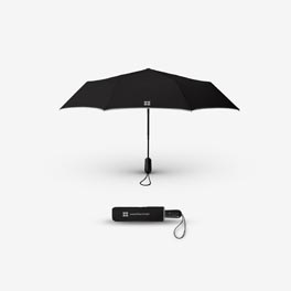 Two black Weatherman umbrellas, one closed