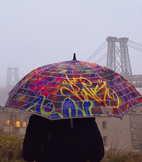 Woman with a colorful umbrella